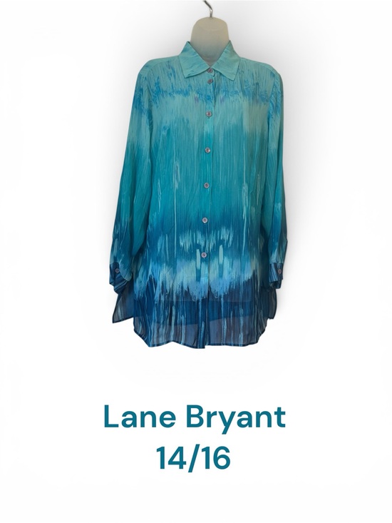 Lane Bryant Tops - GORGEOUS Lane Bryant Aqua to Teal Ombre Button-Up Top PLUS: 14/16 #C